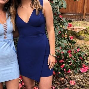 Navy blue envelope style cocktail dress
